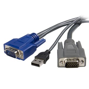 StarTech.com 10 ft Ultra-Thin USB VGA 2-in-1 KVM Cable - First End: 1 x HD-15 Male VGA - Second End: 1 x Type A Male USB, 