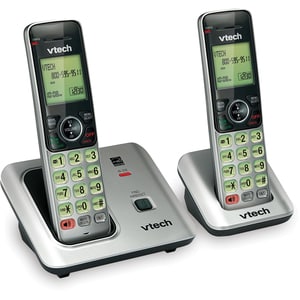 VTech CS6619-2 DECT 6.0 Cordless Phone - Black, Silver - Cordless - Corded - 1 x Phone Line - 2 x Handset - Speakerphone -