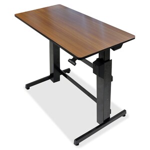 Ergotron WorkFit-D, Sit-Stand Desk (Walnut Surface) - Rectangle Top - 47.60" Table Top Width x 23.50" Table Top Depth - St