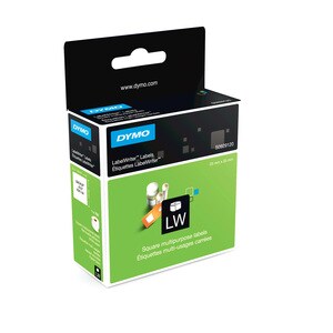 Dymo Multipurpose Label - 25 mm Width x 25 mm Length - Semi-permanent Adhesive - Square - Thermal Transfer - White - Paper