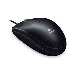 Logitech B100 Mouse - USB - Optical - 3 Button(s) - Black - Cable - 800 dpi - Scroll Wheel - Symmetrical