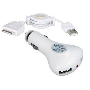 QVS 2-Port 2.1Amp USB Car Charger Kit for iPod/iPhone/iPad/iPad 2/iPad 3 - 12 V DC, 24 V DC Input - 5 V DC/2.10 A Output