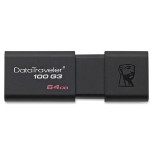 Kingston DataTraveler 100 G3 64 GB USB 3.0 Flash Drive - Black - 5 Year Warranty - 1 / Pack
