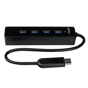 StarTech.com Adaptador Concentrador Hub Ladrón USB 3.0 Super Speed Portátil de 4 Puertos Salidas - Negro - 4 Total USB Por