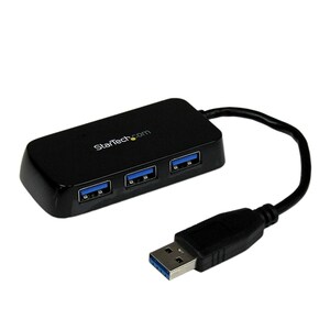 StarTech.com 4-Port USB 3.0 SuperSpeed Hub - Portable Mini Multiport USB Travel Dock - USB Extender Black for Business PC/
