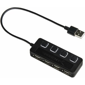 Sabrent 4-Port USB 2.0 Hub with Individual Power Switches and LEDs (HB-UMLS) - USB - External - 4 USB Port(s) - 4 USB 2.0 