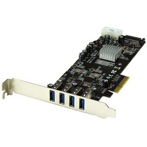 StarTech.com 4 Port PCI Express (PCIe) SuperSpeed USB 3.0 Card Adapter w/ 2 Dedicated 5Gbps Channels - UASP - SATA / LP4 P