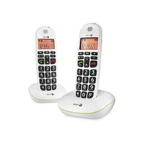 Doro PhoneEasy 100w Duo DECT Cordless Phone - Black - 300 m Range - 1 x Phone Line - Speakerphone - Hearing Aid Compatible