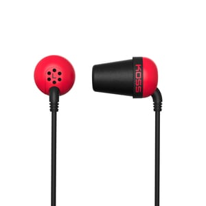 Koss Plug Earphone - Stereo - Red - Mini-phone (3.5mm) - Wired - 16 Ohm - 20 Hz 20 kHz - Earbud - Binaural - In-ear - 3.94