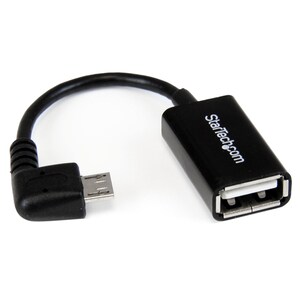 StarTech.com 13cm Right Angle Micro USB to USB OTG Host Adapter M/F - Angled Micro USB Male to USB A Female On-The-Go Host