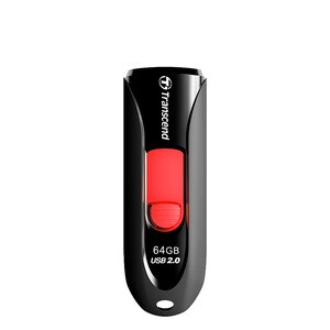 Transcend 64GB JetFlash 590 USB 2.0 Flash Drive - 64 GB - USB 2.0 - Red - Lifetime Warranty