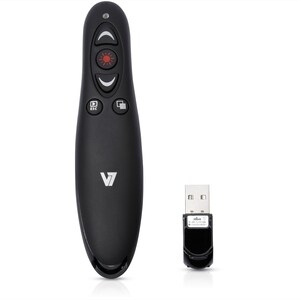 Puntatore per presentazioni V7 - Radiofrequenza - USB - Laser - 5 Pulsante(i) - Nero - Wireless