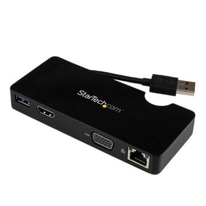 StarTech.com Mini Estación de Conexión USB 3.0 con HDMI® o VGA, Ethernet Gigabit y USB - Docking Station para Laptop - 2 x