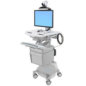 Ergotron StyleView Medical Trolley - Push Handle Handle - 17.69 kg Capacity - 4 Casters - Aluminium - White, Grey