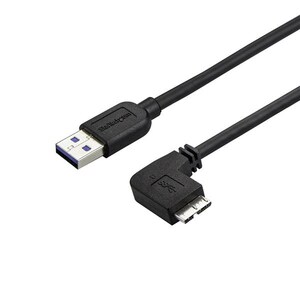 StarTech.com 0.5m 20in Slim Micro USB 3.0 Cable - M/M - USB 3.0 A to Right-Angle Micro USB - USB 3.1 Gen 1 (5 Gbps) - Posi