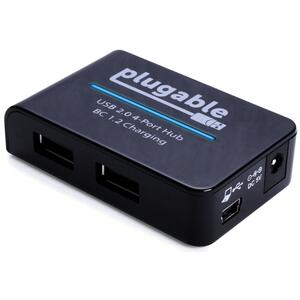 Plugable USB 2.0 4-Port High Speed Hub with 12.5W Power Adapter - with 12.5W Power Adapter