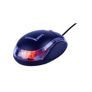 Urban Factory BDM02UF Mouse - Optical - Cable - Black, Transparent - USB - 800 dpi - Scroll Wheel - 3 Button(s)