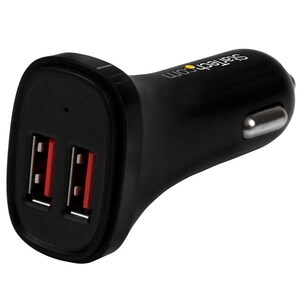 StarTech.com Dual Port USB Car Charger - High Power 24W/4.8A - Black - 2-Port USB Car Charger - Charge two tablets at once