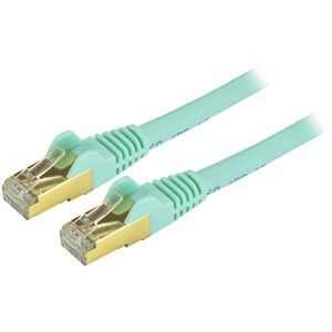 StarTech.com 20ft CAT6a Ethernet Cable - 10 Gigabit Category 6a Shielded Snagless 100W PoE Patch Cord - 10GbE Aqua UL Cert
