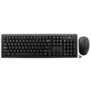 V7 Wireless Keyboard and Mouse Combo - USB Wireless RF English (US) - Black - USB Wireless RF Mouse - 1600 dpi - 3 Button 