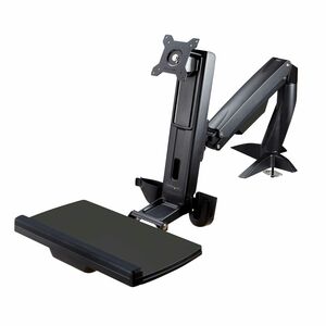 StarTech.com Brazo de Soporte de Pie y Sentado Ajustable VESA para Monitores de hasta 24 Pulgadas con Soporte para Teclado