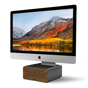 Twelve South HiRise Pro for iMac - Up to 27" Screen Support - 11.5" Height x 11.3" Width - Desktop - Aluminum, Leather, Wa