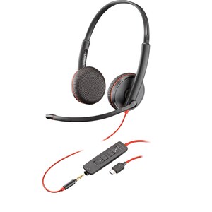 Plantronics Blackwire C3225 Headset - Stereo - USB Type C, Mini-phone (3.5mm) - Wired - 20 Hz - 20 kHz - Over-the-head - B