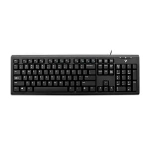 V7 KU200 Keyboard - Cable Connectivity - USB Interface - English (US) - Black - Internet, Email, Volume Control, Play/Paus