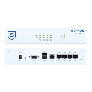 Sophos SG 105 Network Security/Firewall Appliance - 4 Port - 1000Base-T - Gigabit Ethernet - 4 x RJ-45 - 1U - Desktop, Rac