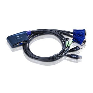 Aten CS62U 2-Port KVM Switch - 2 x 1 - 2 x Type A USB, 2 x HD-15 Video