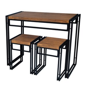 urb SPACE Urban Small Dining Table Set - 1" Table Top, 35.3" x 19.7"29.5" Table, 13.8" x 13.8"17.7" Stool