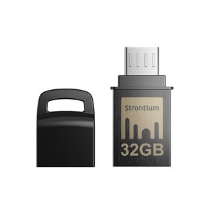 Strontium 32GB NITRO ON-THE-GO USB 3.1 Type A Flash Drive - 32 GB - USB 3.1 Type A, Micro USB 2.0 - Metallic Grey - 5 Year