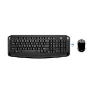 HP Wireless Keyboard and Mouse 300 - USB Wireless RF - Black - USB Wireless RF - 1600 dpi - Black - Internet Key, Email, S
