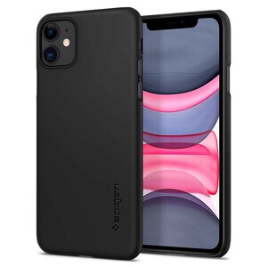 Spigen Thin Fit Case for Apple iPhone 11 Smartphone - Black - Matte - Bump Resistant, Scratch Resistant, Anti-slip - Polyc