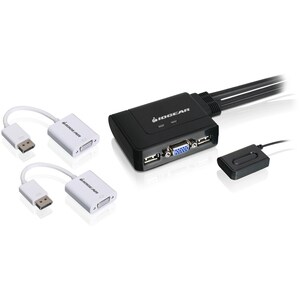 IOGEAR 2-Port VGA and DisplayPort KVM Switch Kit - 2 Computer(s) - 2048 x 1536 - 2 x USB2 x VGA - 2 x DisplayPort