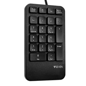 V7 Professional Keypad - Cable Connectivity - USB Interface - Black - 21 Key Calculator, Esc, My Computer Hot Key(s) - Win