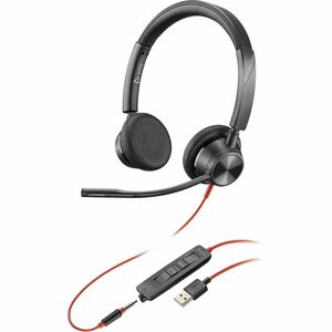 Plantronics Blackwire 3325 Headset - Stereo - USB Type A, Mini-phone (3.5mm) - Wired - 32 Ohm - 20 Hz - 20 kHz - Over-the-