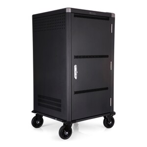 V7 Charge Cart - 30 Devices - Schuko Plug - Secure, Store and Charge Chromebooks, Notebooks and Tablets - Push Handle Hand