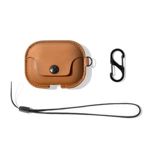 Twelve South AirSnap Pro Carrying Case Apple AirPods Pro - Cognac - Full Grain Leather, Metal, Nylon Body - Wrist Strap, C