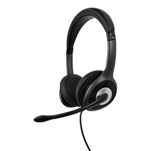 V7 Deluxe HU530C Wired Over-the-head Stereo Headset - Black, Grey - Binaural - Circumaural - 32 Ohm - 20 Hz to 20 kHz - No