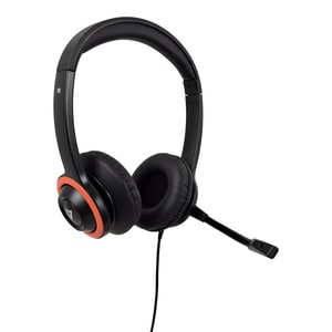 V7 HU540E Wired Over-the-head Stereo Headset - Black, Red - Binaural - Supra-aural - 32 Ohm - 200 cm Cable - Noise Cancell
