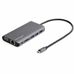 Adattatore multiporta USB C - Mini dock da viaggio USB-C con HDMI 4K o VGA 1080p - Hub USB 3.0 3x, SD, GbE, audio, pass-th
