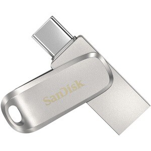 SanDisk Ultra Dual Drive Luxe 64 GB USB Type C, USB Type A Flash Drive - Stainless Steel - 150 MB/s Read Speed - 1 / Piece