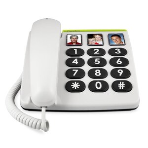 Doro PhoneEasy 331ph Standard Phone - White - Corded - Corded - 1 x Phone Line - Speakerphone - Hearing Aid Compatible