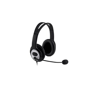 Microsoft LifeChat LX-3000 Wired Over-the-head Stereo Headset - Black/Silver - Binaural - Circumaural - 182.9 cm Cable - N