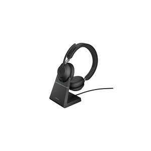 Jabra Evolve2 65 Headset With Charging Stand - Stereo - USB Type A - Wireless - Bluetooth - Over-the-head - Binaural - Sup