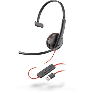 Poly Blackwire 3210 Headset - Mono - USB Type A - Wired - 20 Hz - 20 kHz - Over-the-head - Monaural - Supra-aural - Noise 