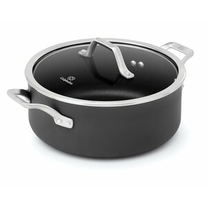 Calphalon Signature Nonstick 5-Qt. Dutch Oven With Cover - - Brushed Stainless Steel Handle, Hard Anodized Aluminum, Tempe