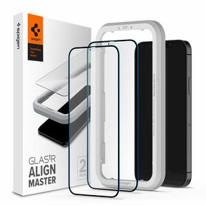 Spigen GLAS.tR Align Master Tempered Glass Screen Protector - Black, Transparent - 2 Pack - For 15.5 cm (6.1") LCD iPhone 