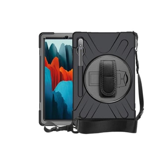 Strike Rugged Case with Hand Strap and Lanyard for Samsung Galaxy Tab S7+